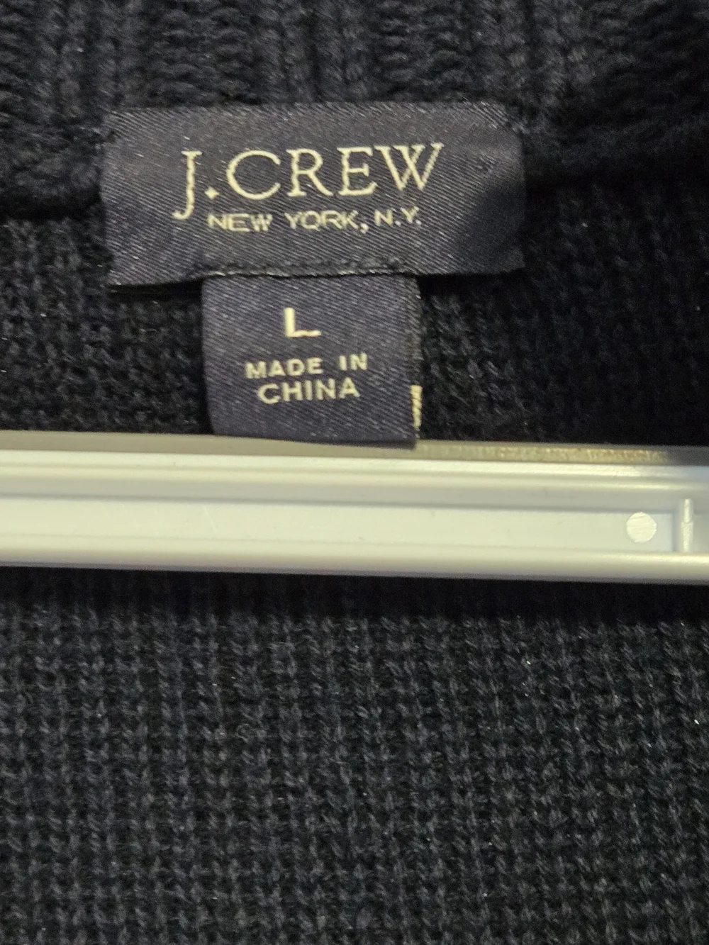 J.Crew‎ Men’s 100% Cotton Sweater Large Navy Quarter Zip Mock Neck Pullover